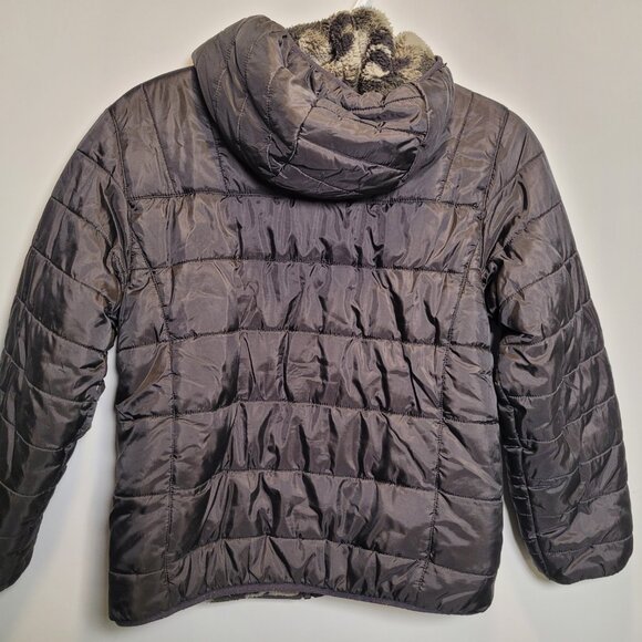 Boys' reversible black puffer / camo fleece jacket - L (10-12) - Picture 2 of 6